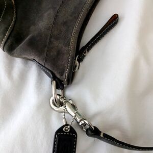 Coach grey suede wristlet